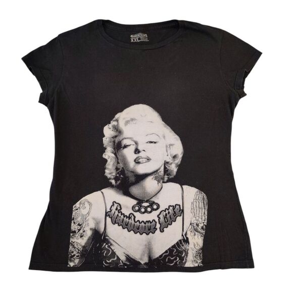VTG RARE Black White Marilyn Monroe Single Stitch Hardcore Life TShirt XXL *Med - Picture 2 of 11